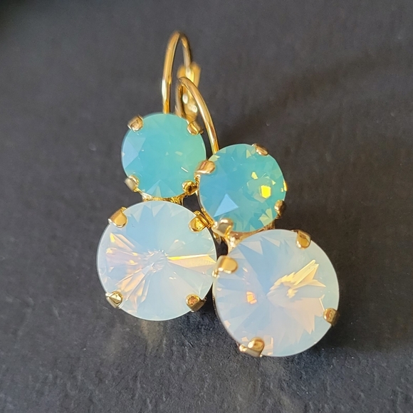 Austrian Crystal Earrings in Gold - Picture 3 of 7